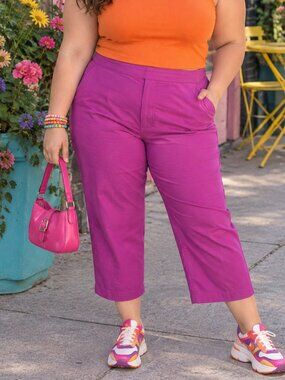 Penningtons Savvy Fit Magenta Pull-On Crop Pants Size Plus